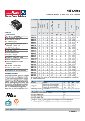 NKE0505DEC Datasheet PDF Murata Power Solutions