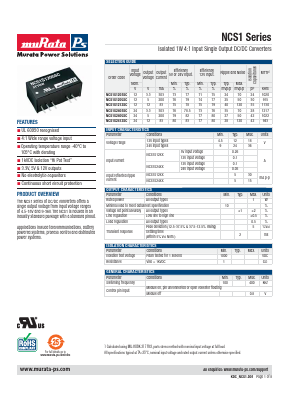 NCS1S2412SC Datasheet PDF Murata Power Solutions