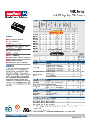 NMR100PC Datasheet PDF Murata Power Solutions