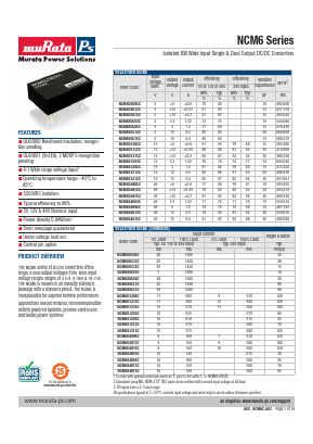 NCM6S1215EC Datasheet PDF Murata Power Solutions