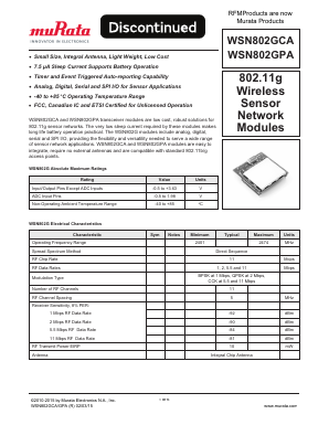 WSN802GCA Datasheet PDF Murata Manufacturing