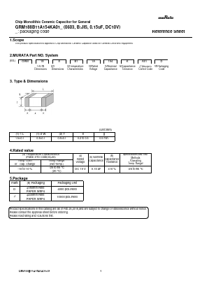 GRM188B11A154KA01D Datasheet PDF Murata Manufacturing