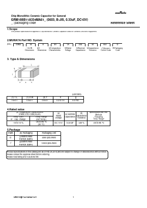 GRM188B11A334MA61 Datasheet PDF Murata Manufacturing