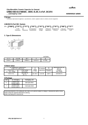 GRM219B31E474MA88 Datasheet PDF Murata Manufacturing