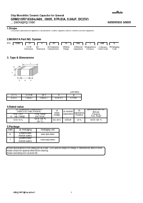 GRM219R71E684JA88J Datasheet PDF Murata Manufacturing