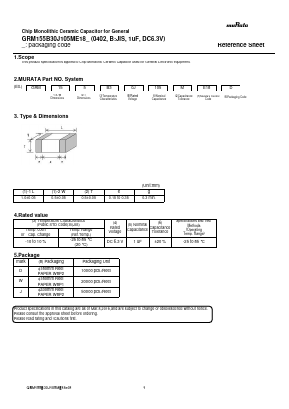 GRM155B30J105ME18 Datasheet PDF Murata Manufacturing