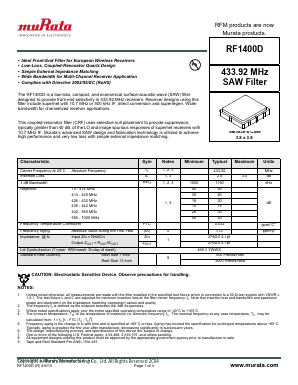 RF1400D Datasheet PDF Murata Manufacturing