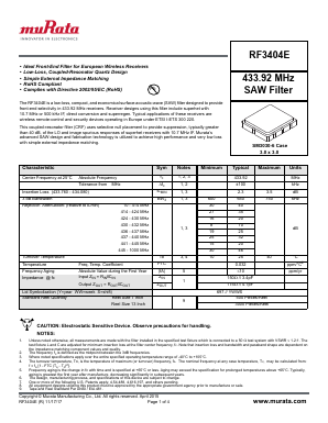 RF3404E Datasheet PDF Murata Manufacturing