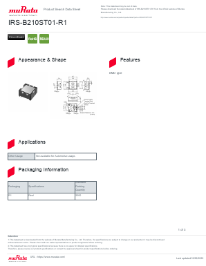 IRS-B210ST01-R1 Datasheet PDF Murata Manufacturing