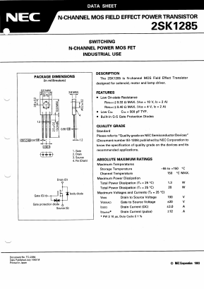 K1285 Datasheet PDF NEC => Renesas Technology