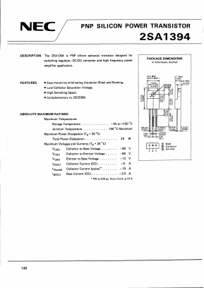 2SA1394M Datasheet PDF NEC => Renesas Technology