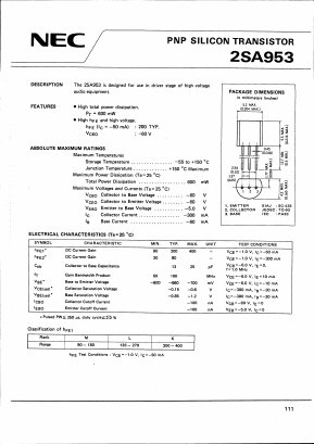 A953K Datasheet PDF NEC => Renesas Technology