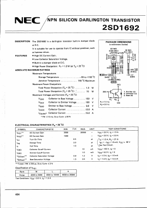 D1692 Datasheet PDF NEC => Renesas Technology