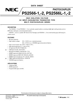 PS2566-1-V Datasheet PDF NEC => Renesas Technology