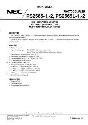 PS2565-1 Datasheet PDF NEC => Renesas Technology