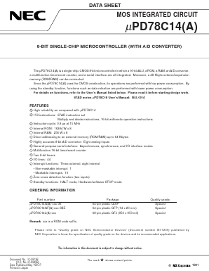 UPD78C14L(A)-XXX Datasheet PDF NEC => Renesas Technology