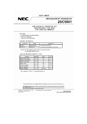 2SC5801 Datasheet PDF NEC => Renesas Technology