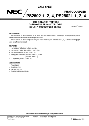 PS2502-2 Datasheet PDF NEC => Renesas Technology