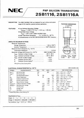 B1116 Datasheet PDF NEC => Renesas Technology