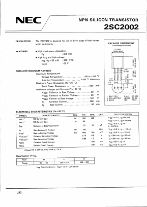2SC2002 Datasheet PDF NEC => Renesas Technology