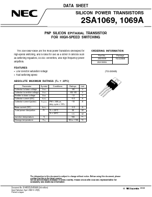 2SA1069 Datasheet PDF NEC => Renesas Technology