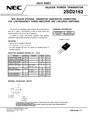 2SD2162 Datasheet PDF NEC => Renesas Technology