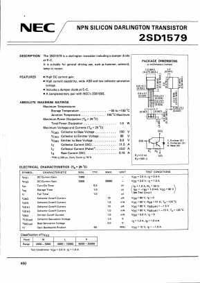 2SD1579 Datasheet PDF NEC => Renesas Technology