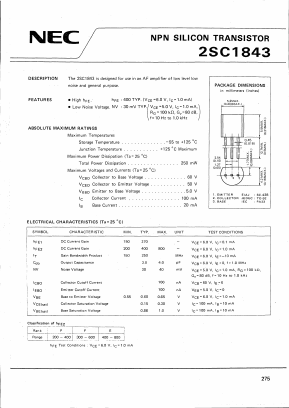2SC1843 Datasheet PDF NEC => Renesas Technology
