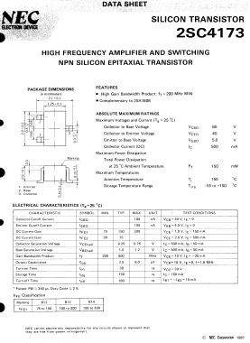 2SC4173 Datasheet PDF NEC => Renesas Technology