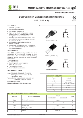 MBRF1545CT Datasheet PDF Nell Semiconductor Co., Ltd