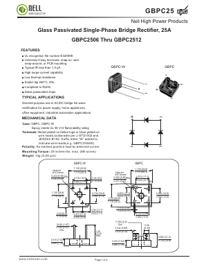 GBPC2512W Datasheet PDF Nell Semiconductor Co., Ltd