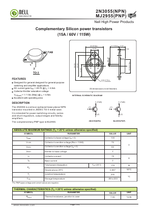 MJ2955 Datasheet PDF Nell Semiconductor Co., Ltd