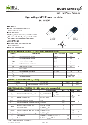 BU508 Datasheet PDF Nell Semiconductor Co., Ltd