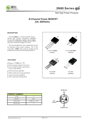 2N60A Datasheet PDF Nell Semiconductor Co., Ltd