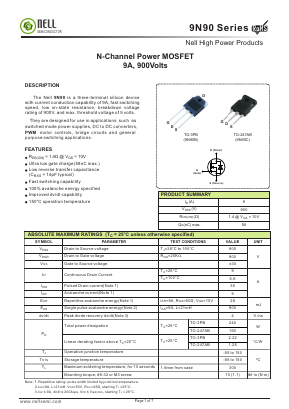 9N90 Datasheet PDF Nell Semiconductor Co., Ltd