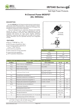 IRF840 Datasheet PDF Nell Semiconductor Co., Ltd