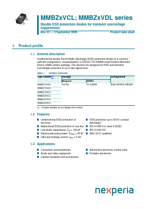 MMBZ15VDLG Datasheet PDF Nexperia B.V. All rights reserved