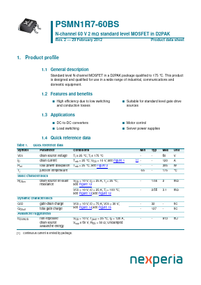 PSMN1R7-60BS Datasheet PDF Nexperia B.V. All rights reserved