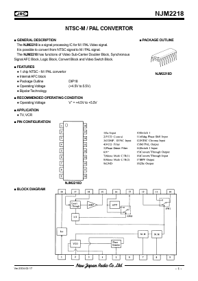 NJM2218D Datasheet PDF Japan Radio Corporation 