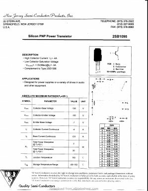 B1095 Datasheet PDF New Jersey Semiconductor