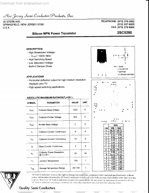 2SC5280 Datasheet PDF New Jersey Semiconductor