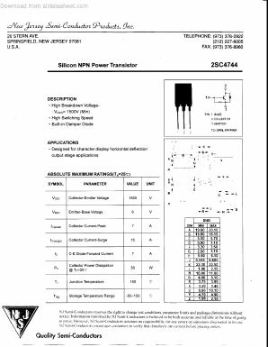 2SC4744 Datasheet PDF New Jersey Semiconductor