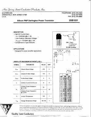 2SB1531 Datasheet PDF New Jersey Semiconductor