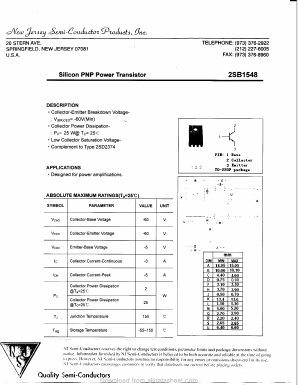 2SB1548 Datasheet PDF New Jersey Semiconductor