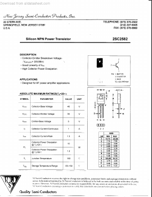 C2582 Datasheet PDF New Jersey Semiconductor