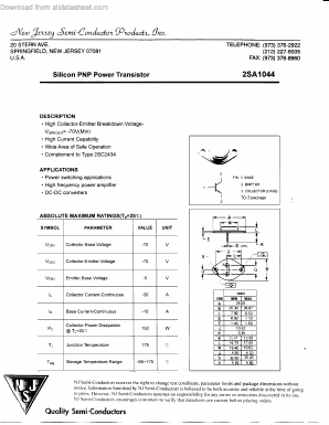 2SA1044 Datasheet PDF New Jersey Semiconductor