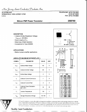 2SB760 Datasheet PDF New Jersey Semiconductor