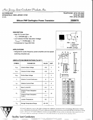 2SB975 Datasheet PDF New Jersey Semiconductor