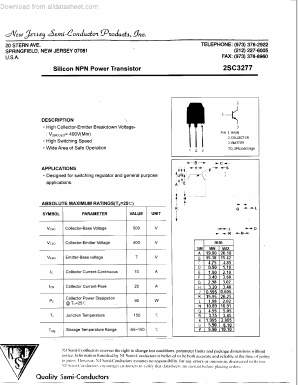 2SC3277 Datasheet PDF New Jersey Semiconductor