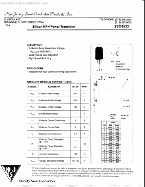 2SC4533 Datasheet PDF New Jersey Semiconductor